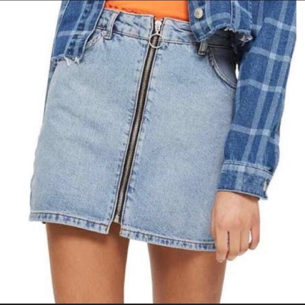 TOPSHOP Denim Zipper Skirt